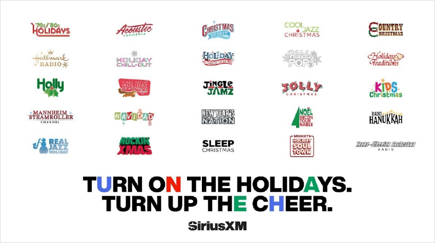 An image of all 2024 SiriusXM Holiday Channels